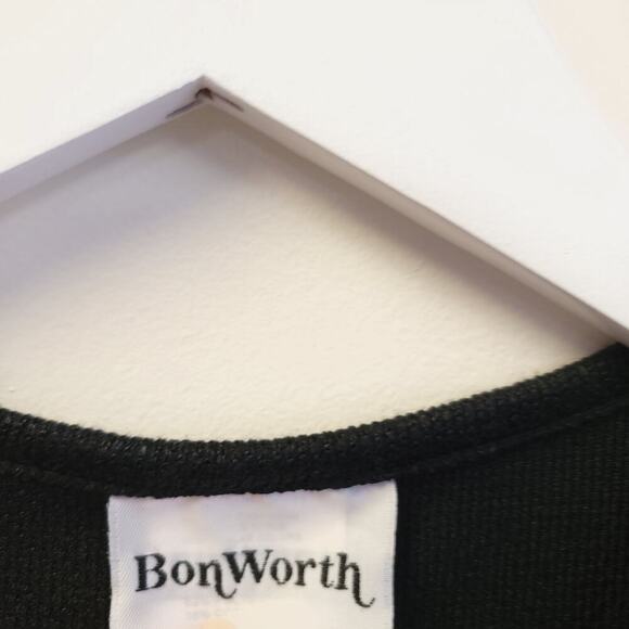 Bonworth Tank Top Size Large Black Embroidered Flowers Blue Pink - Picture 3 of 8